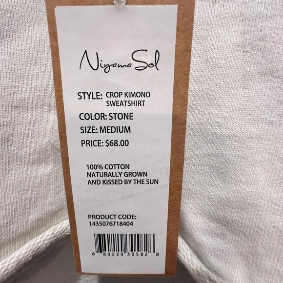 Niyama Sol crop kimono sweatshirt in stone Size Medium Yoga Athleisure - Picture 8 of 10